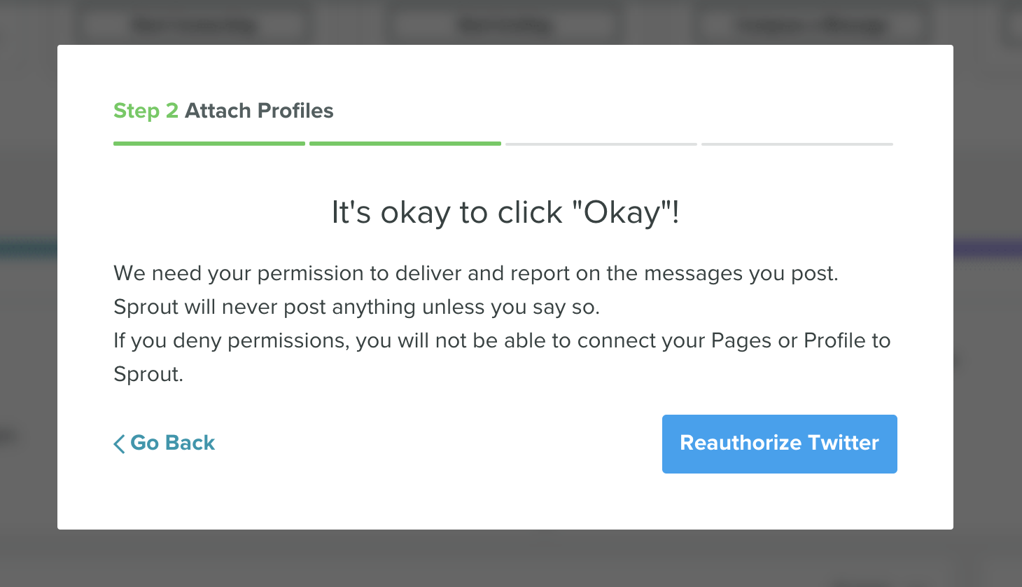 sprout social connecting twitter account user onboarding step required social account authorization step 2