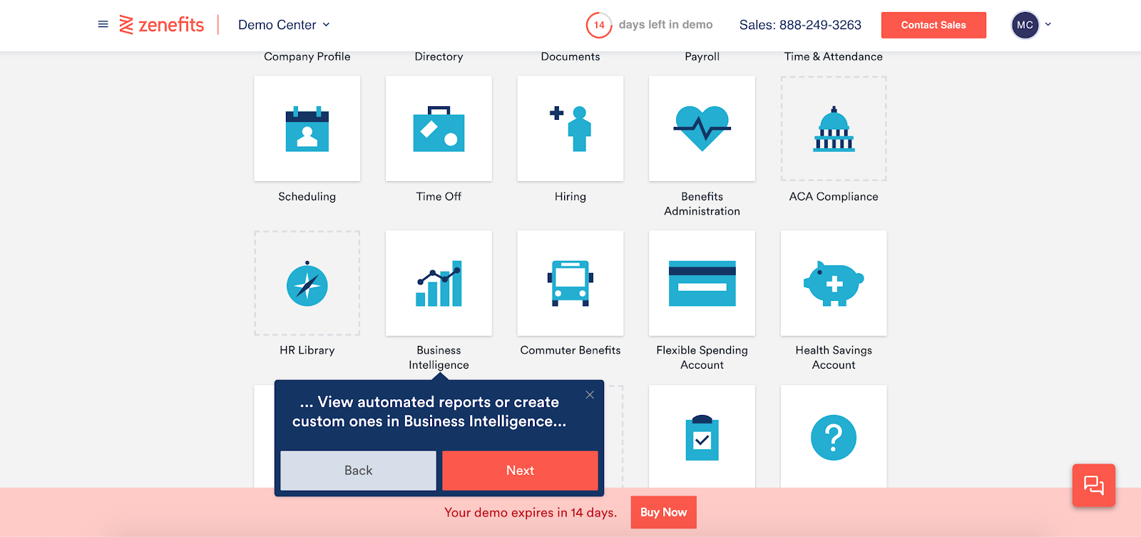product demo onboarding walkthrough tooltip with back and next buttons 3