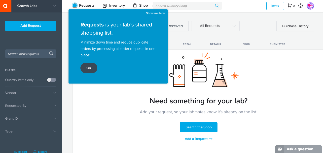 short user onboarding walkthrough with blue tooltip tour