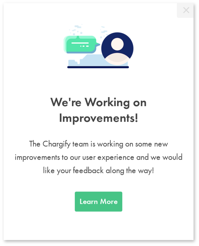 chargify customer user feedback modal made with appcues