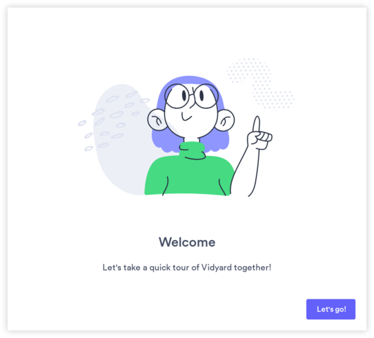 vidyard user onboarding welcome modal window