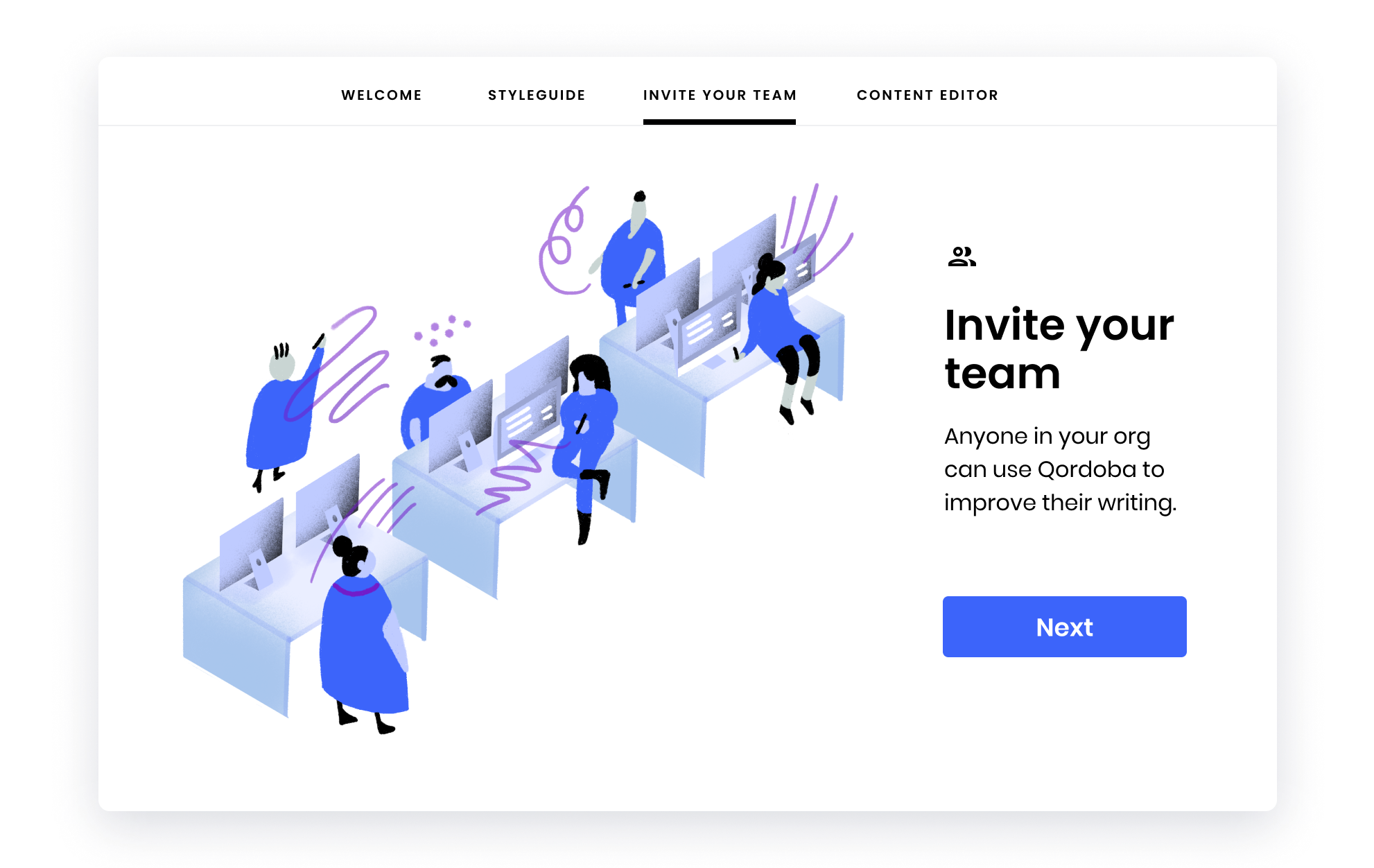 qordoba welcome user onboarding modal best example made with appcues 3