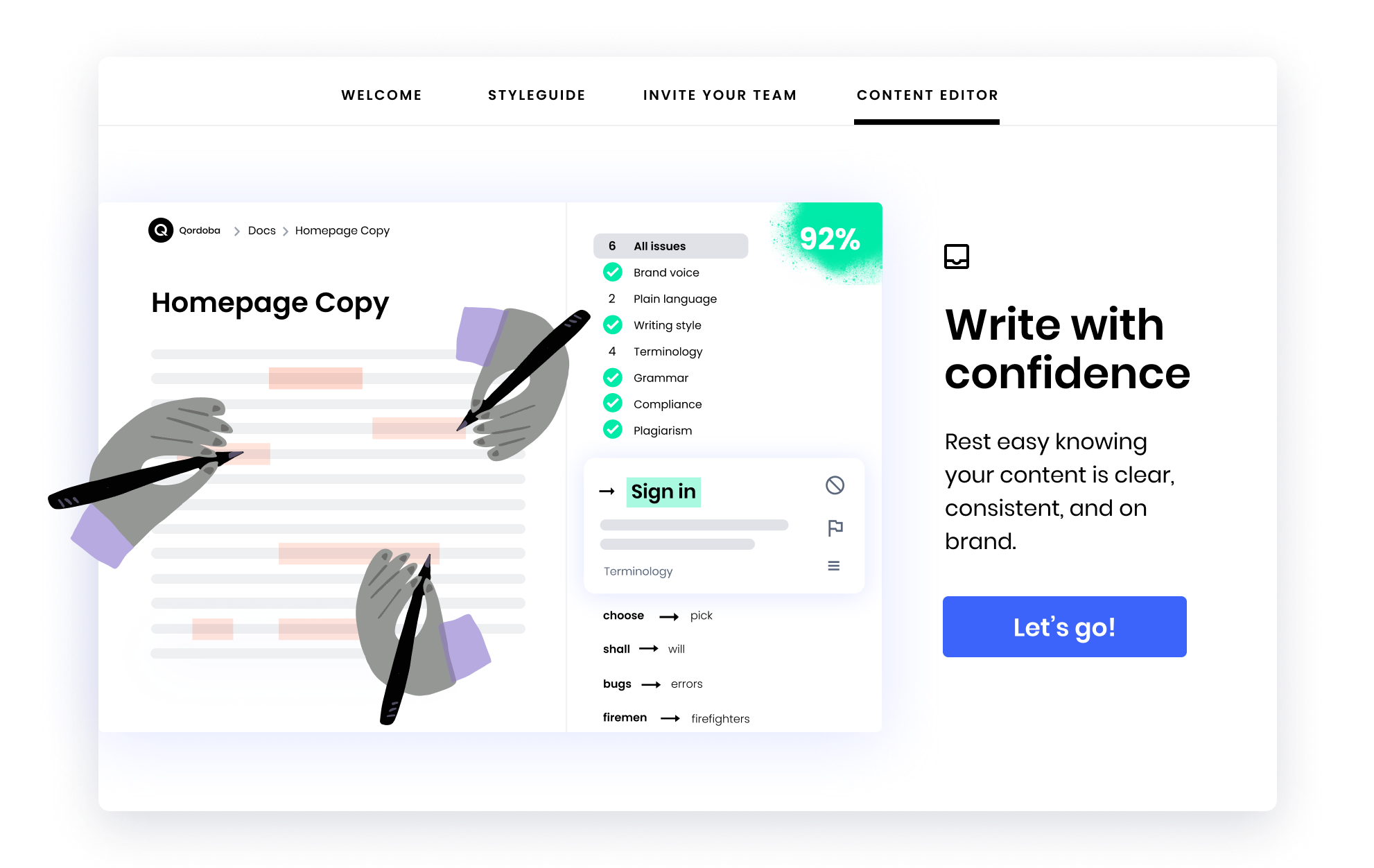 qordoba welcome user onboarding modal best example made with appcues 4