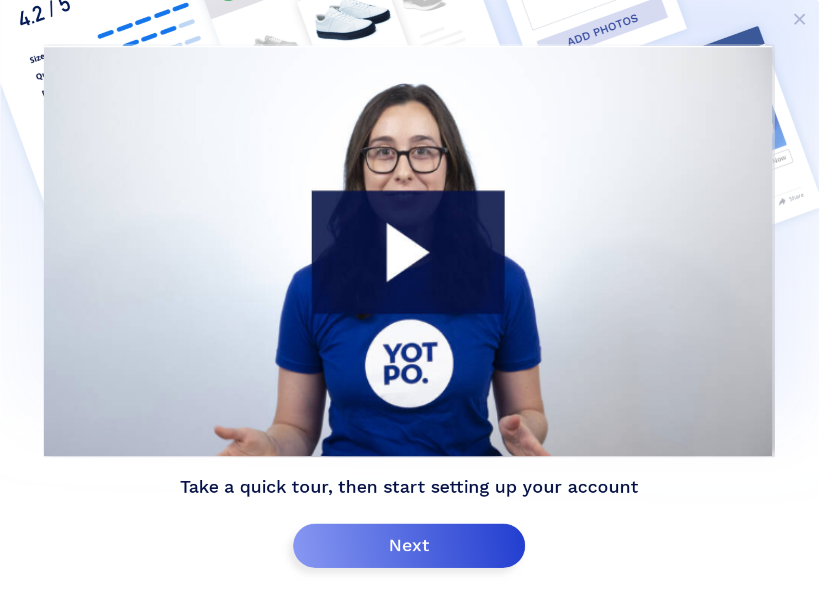 welcome video embedded modal onboarding example