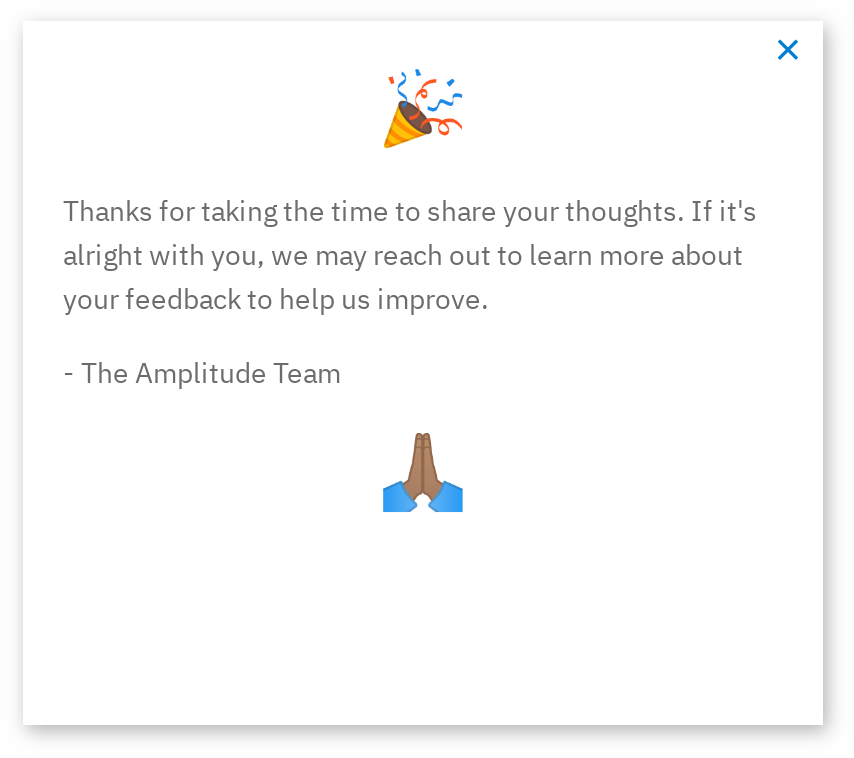 amplitude new feature release announcement confirmation modal