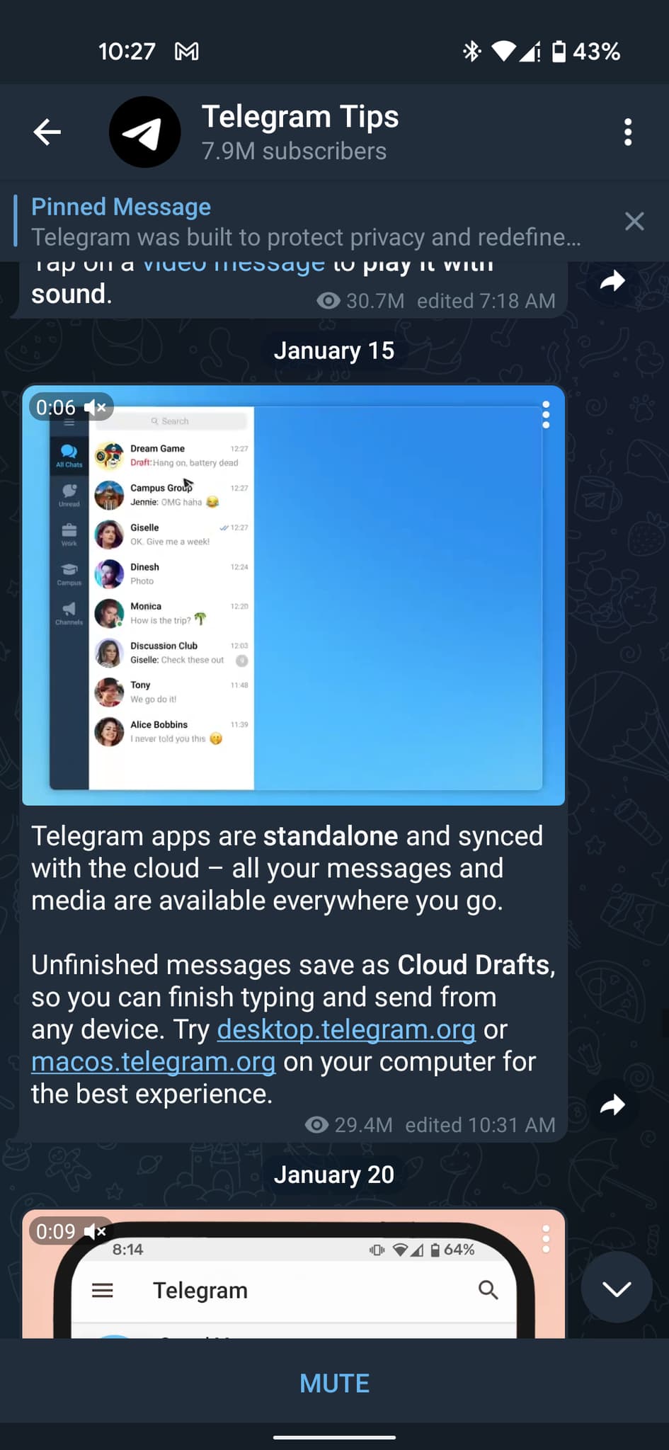telegram message organization