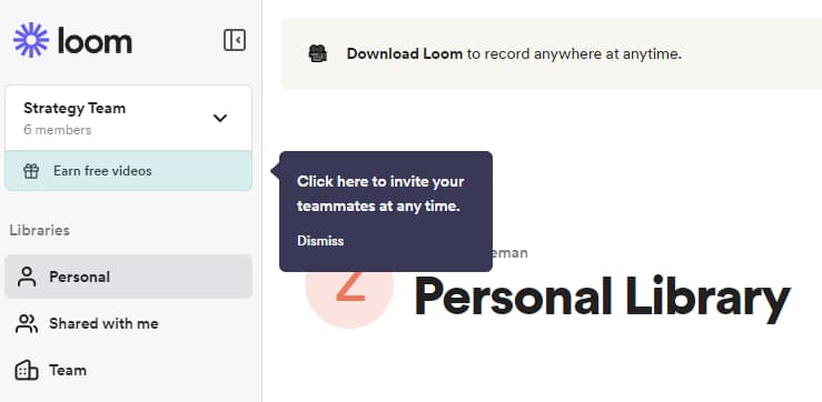 Loom UI with a tooltip