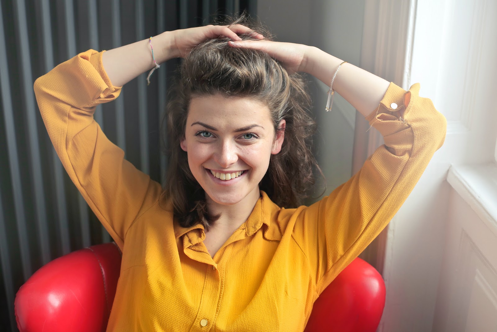 female brunette smiling