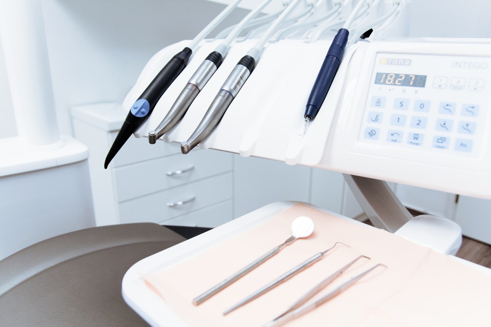 tray full of dental tools