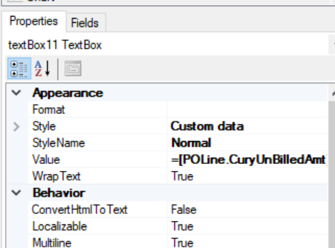 Acumatica project summary appearance and behavior