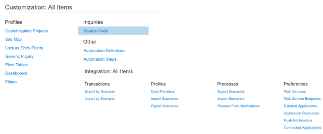 An example of Acumatica's tools.