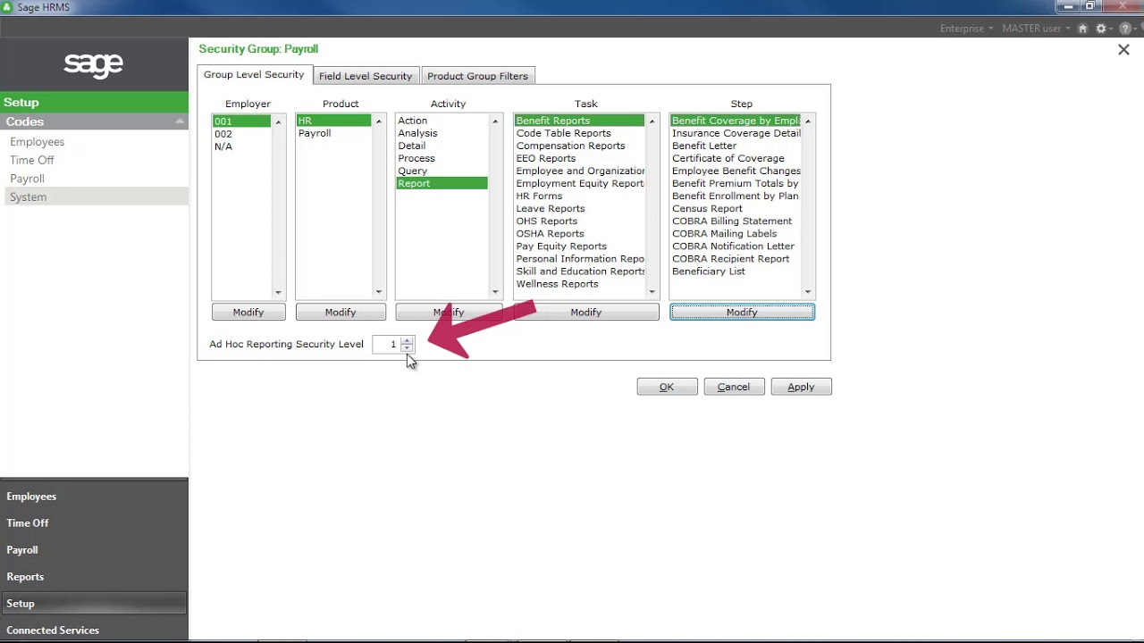 Group Level Security For Sage Hrms Before User Security