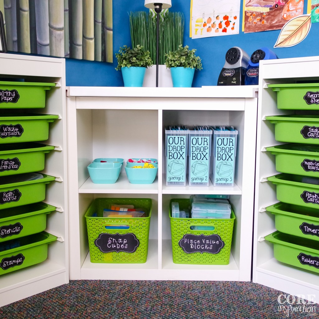 Homework Drop Boxes Stored In Corner of Classroom