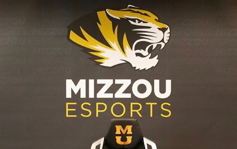 This shows "Mizzou Esports" with the mascot, Truman the tiger, above.