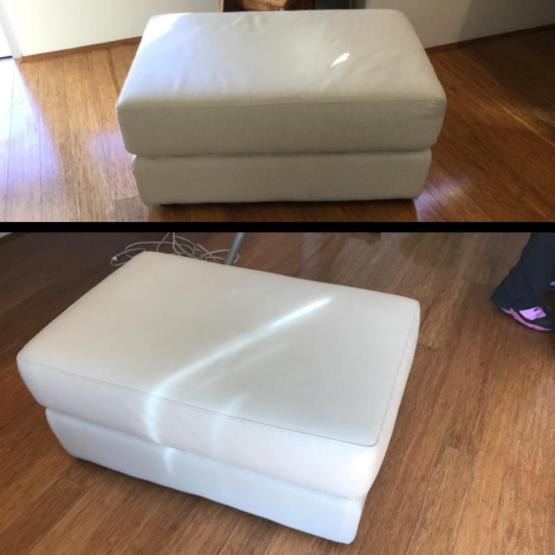 Before and after of a sofa cleaned