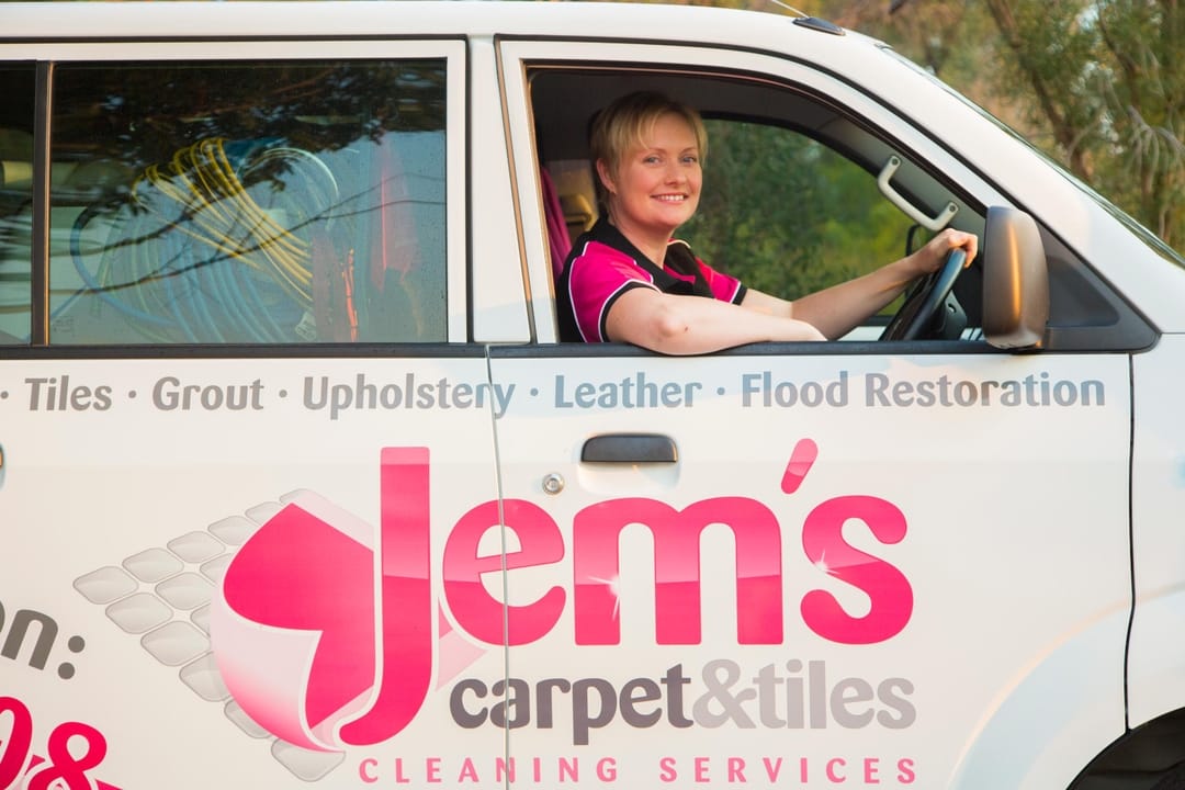 Jem inside her van
