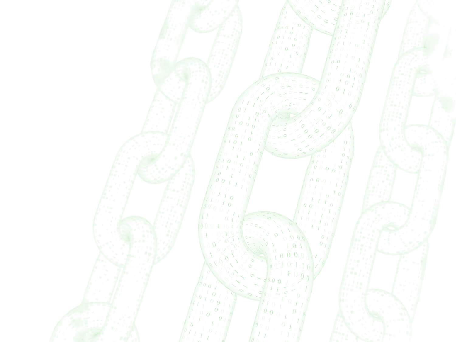 A background of faint digital green chains.