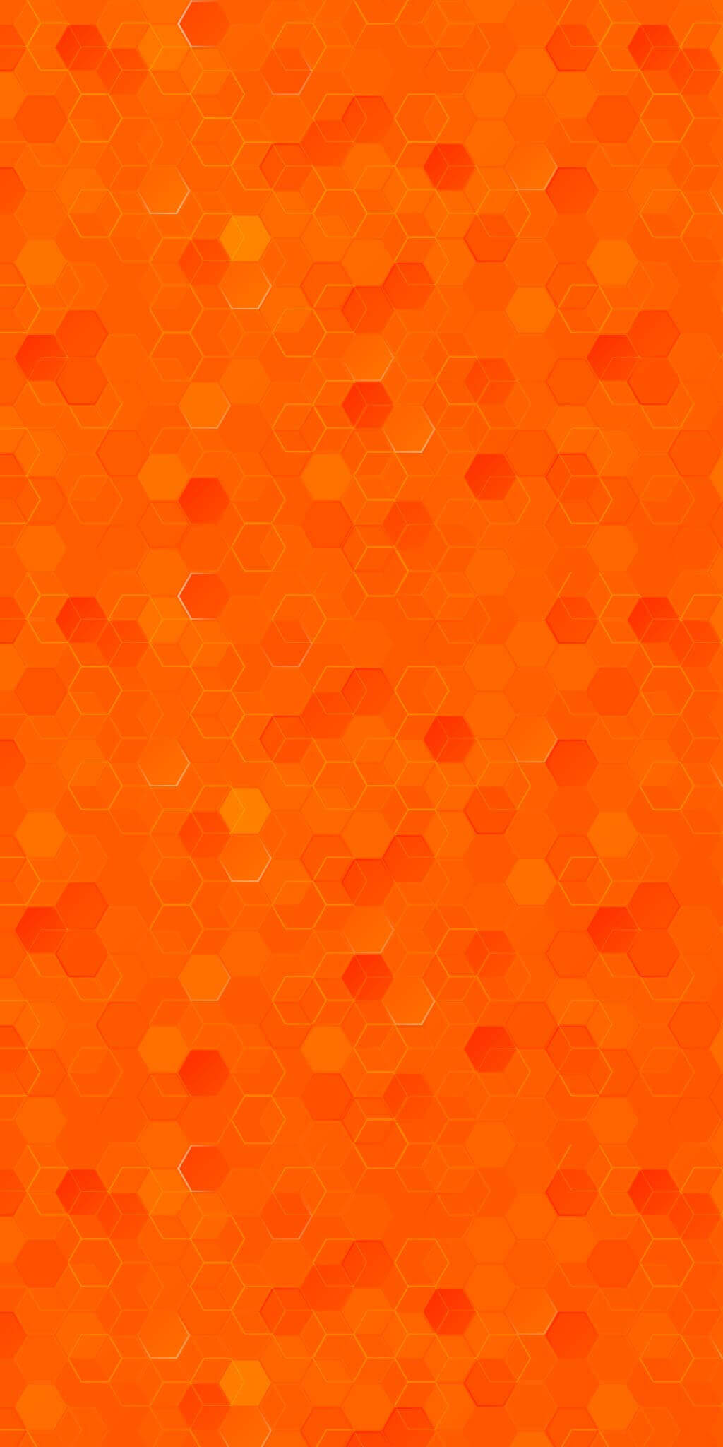 A red-orange hexagon-patterned background.