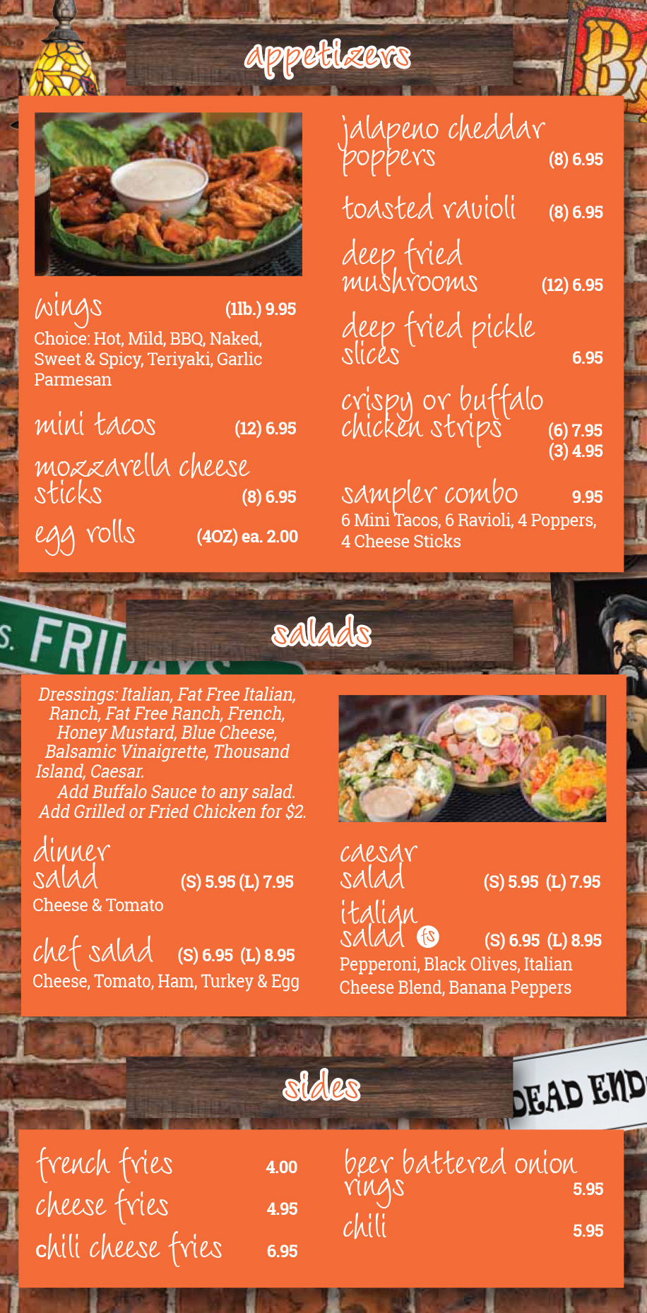 Fridays South Menu