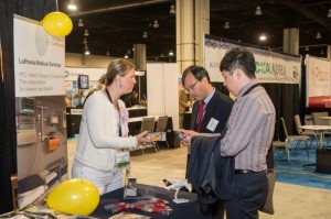 Stefanie del Signore, manger of Lufthansa's leisure, medical and health division, networks with potential customers at last year's World Medical Tourism & Global Healthcare Congress, in Washington, D.C.