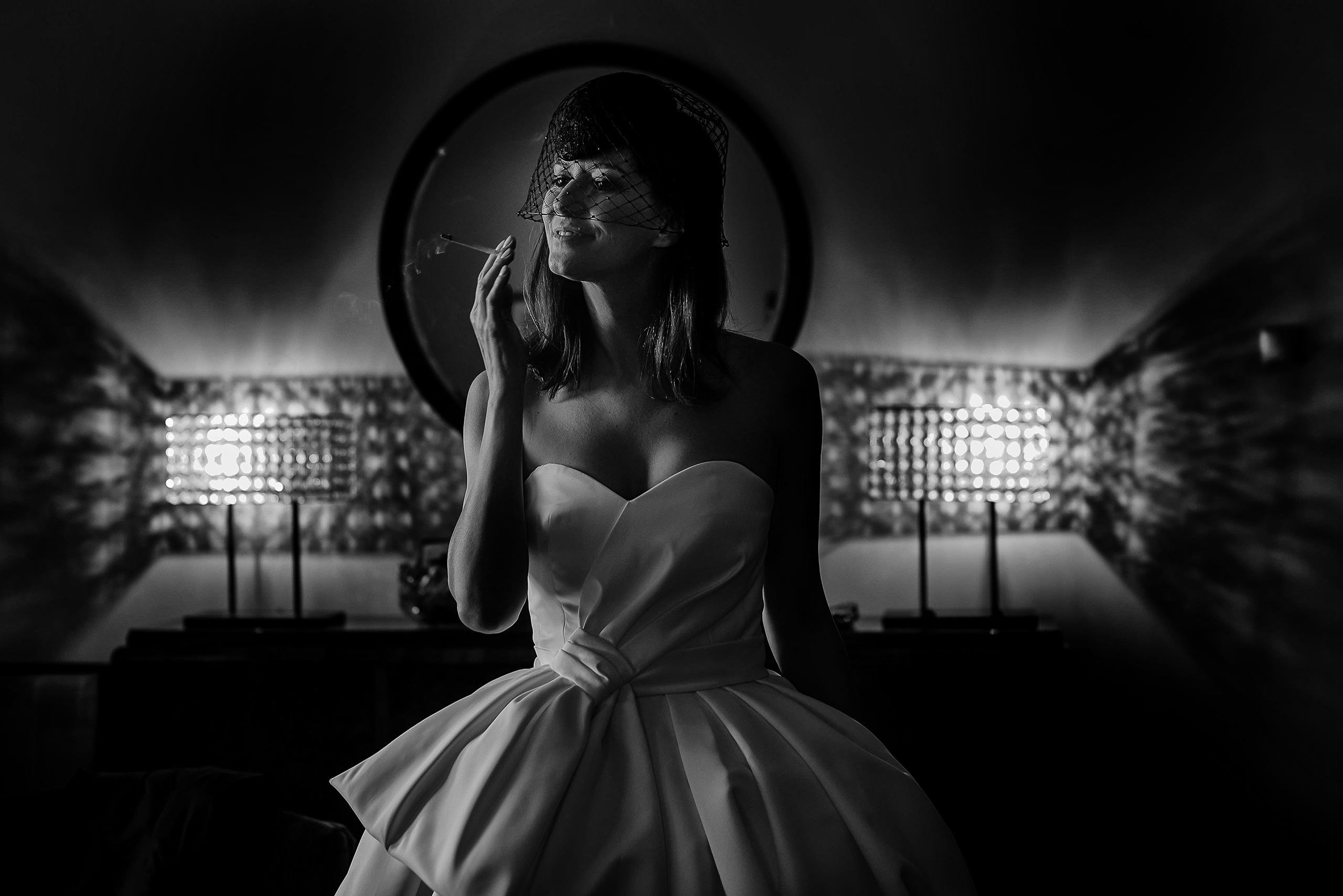 Artistic wedding portrait bride Bucharest Romania
