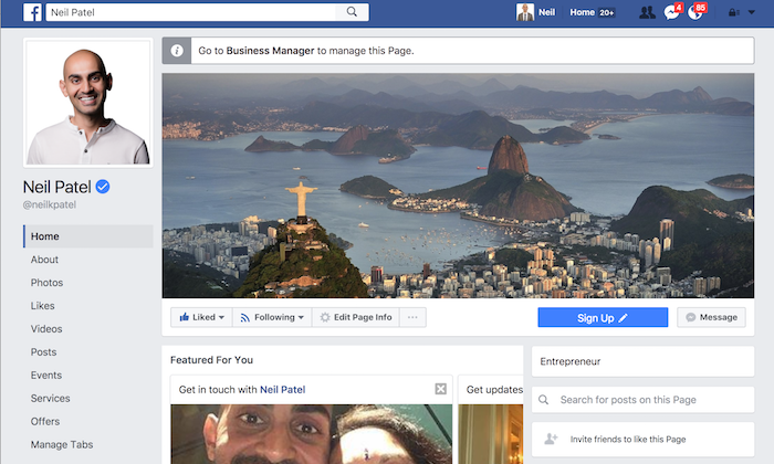 Completed personal facebook page
