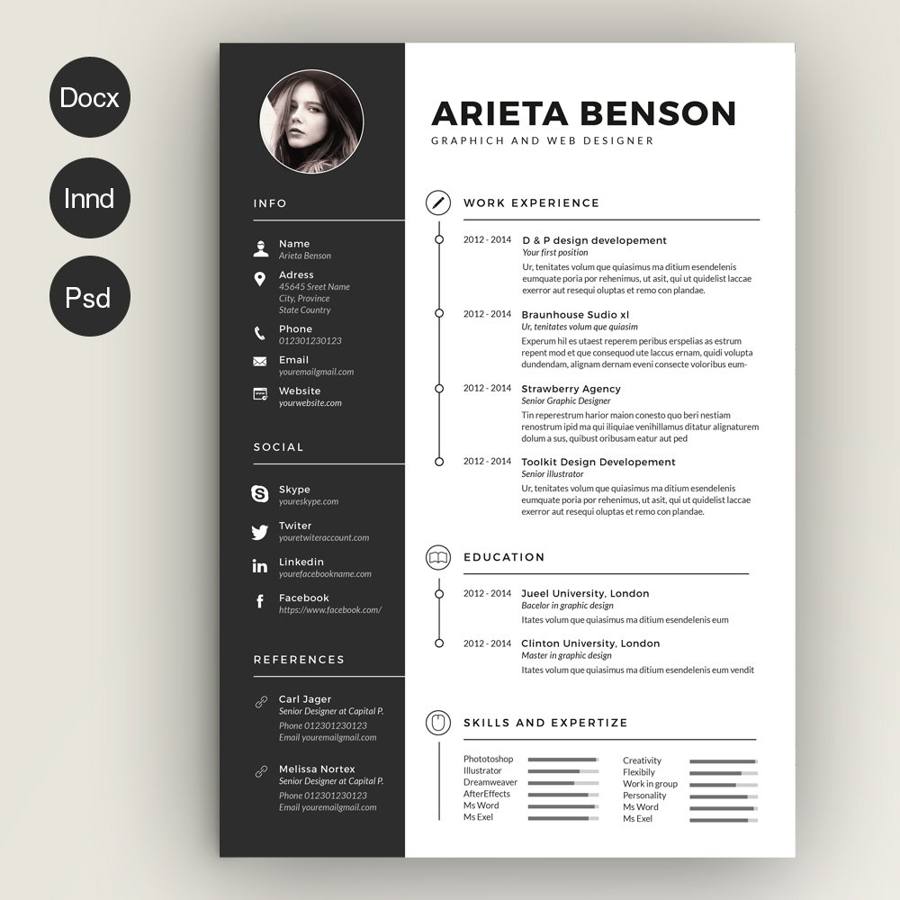 Creative resume for a graphic designer