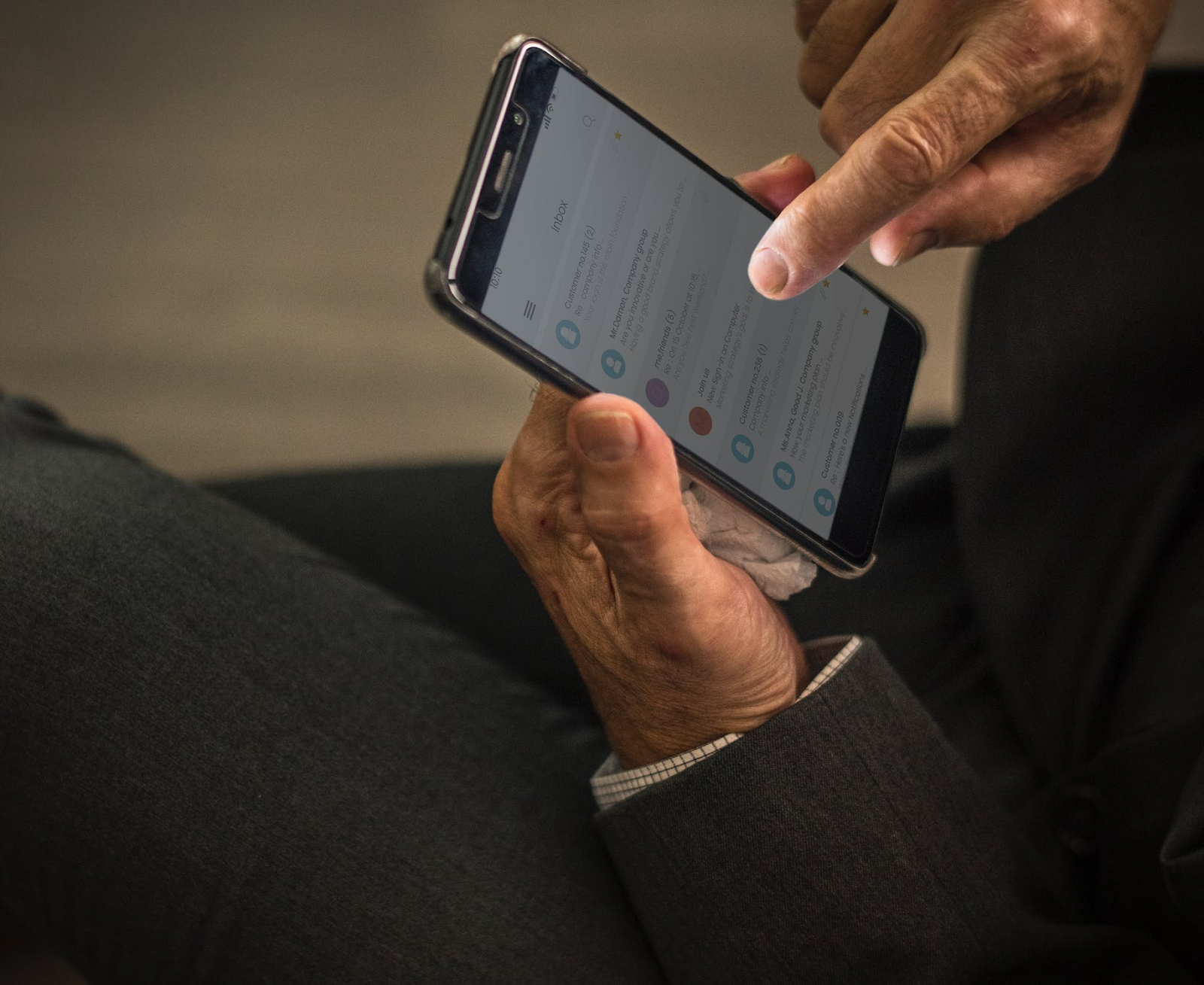 reading email on mobile phone