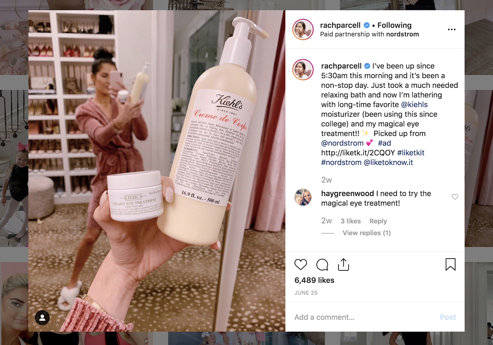 Kiehl's instagram ad