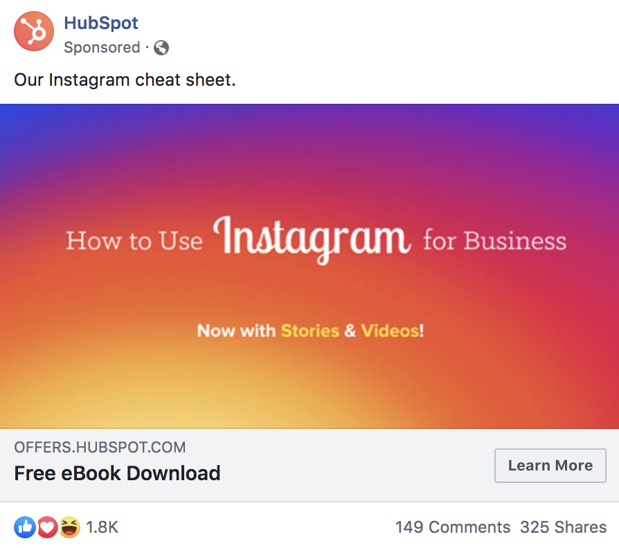 Hubspot sponsored ad