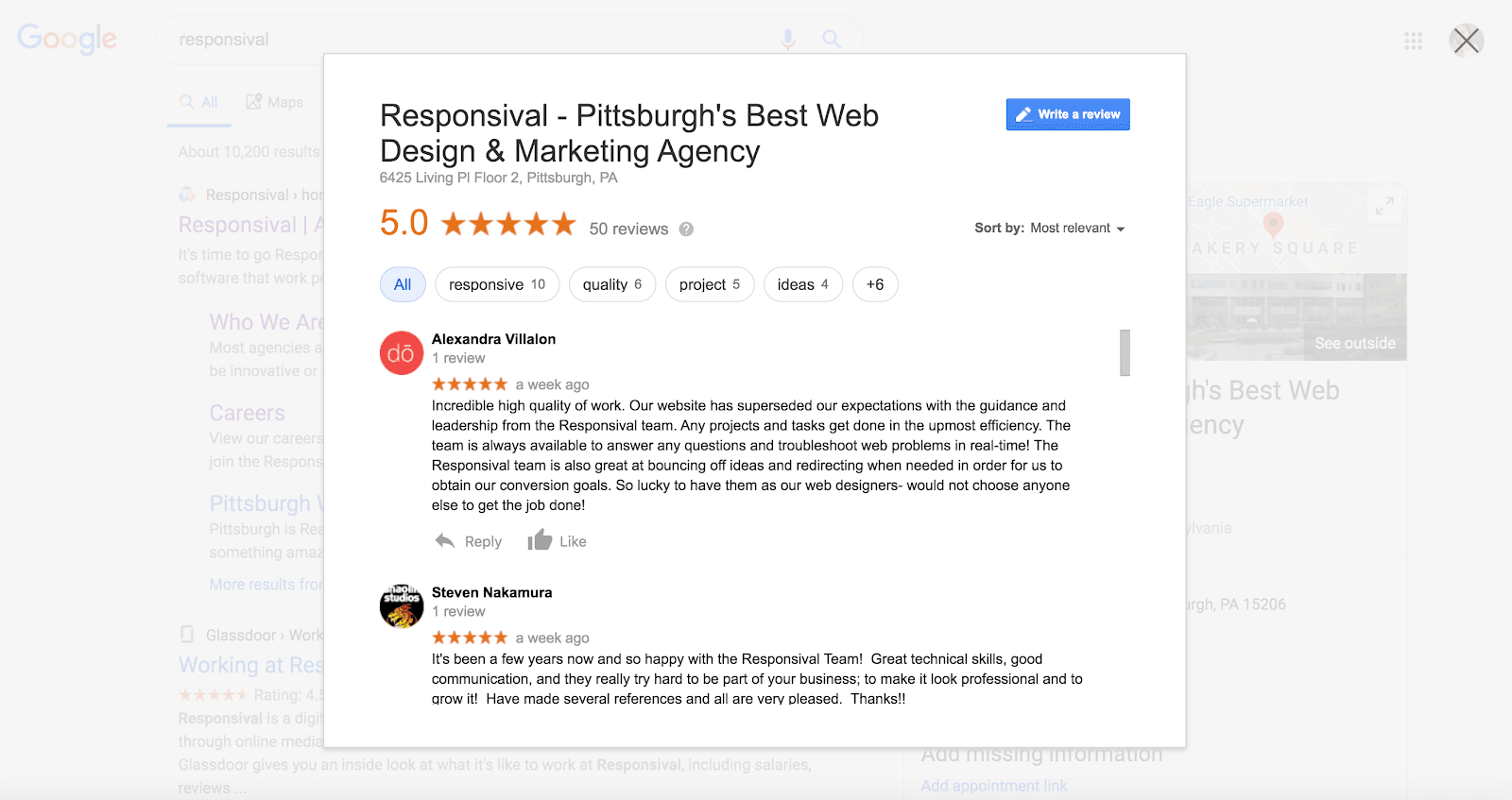 online reviews of a Pittsburgh web design firms