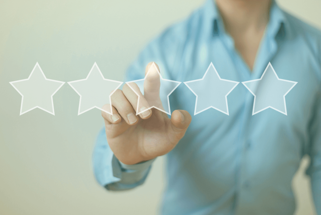 person touching five stars