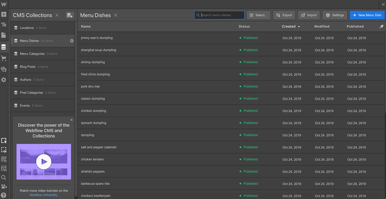 CMS webflow