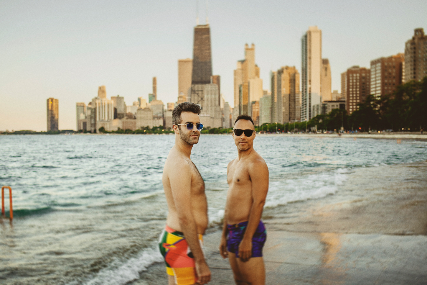 Same-Sex Summer Engagement Session On Chicago's Lakefront Trail