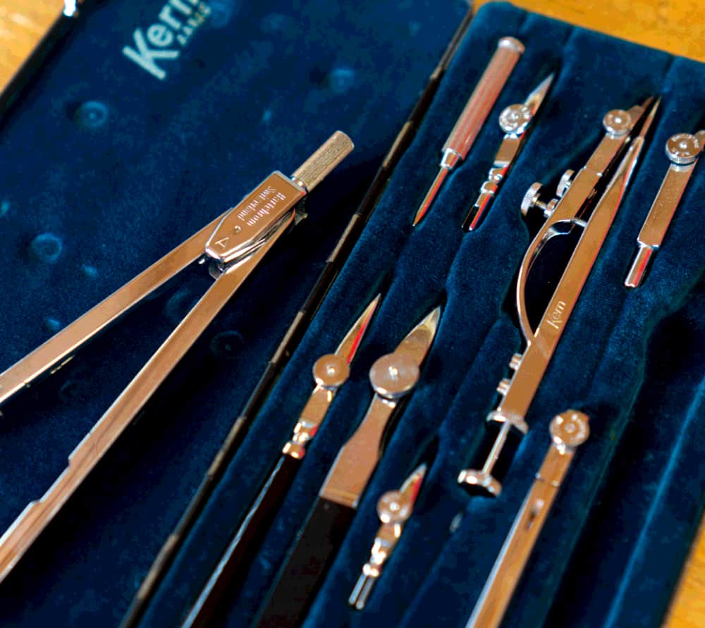 Kern drafting instruments in case