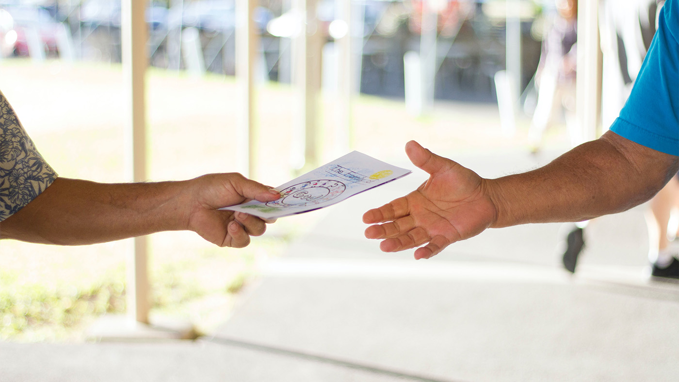 Giving an event handout