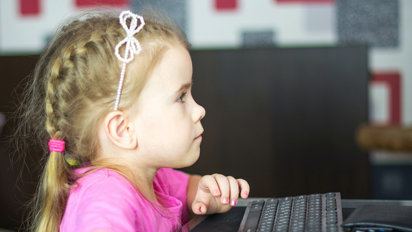 Girl learning online