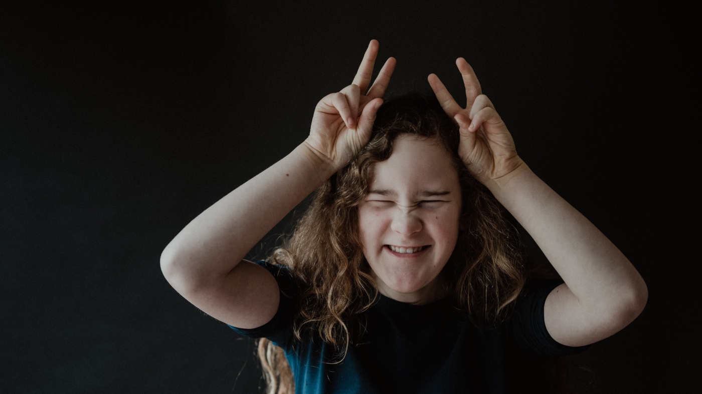 Girl having fun doing a skit
