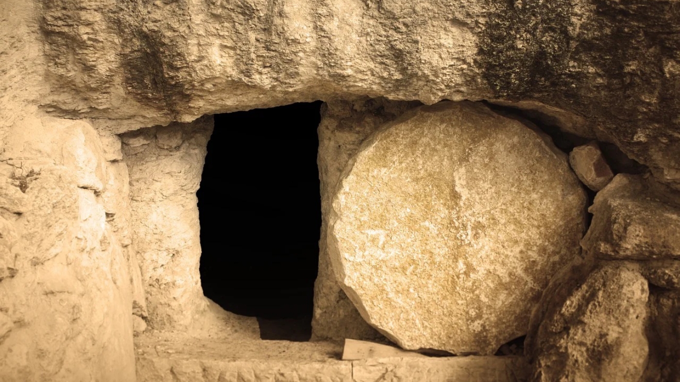 Tomb with boulder