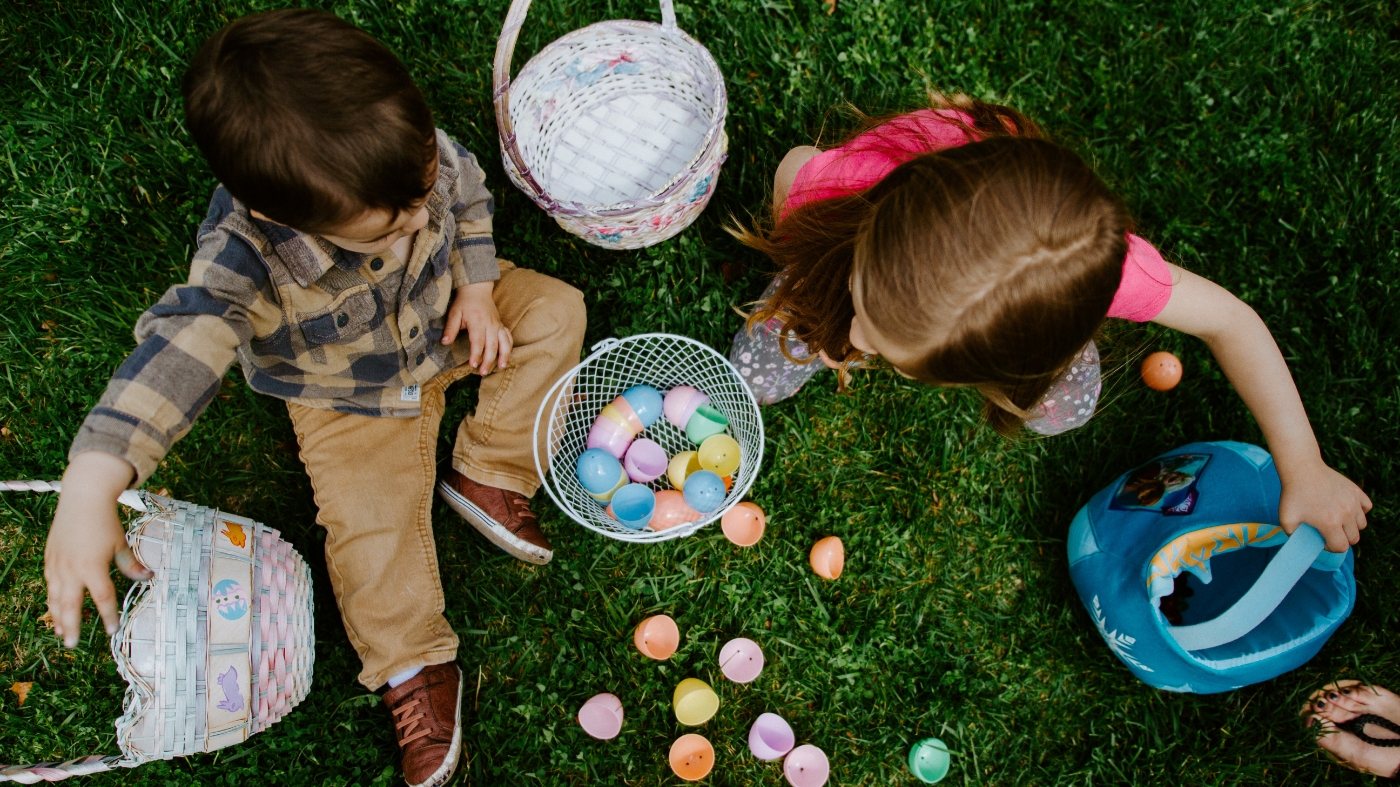 Kids doing an easter egg hunt