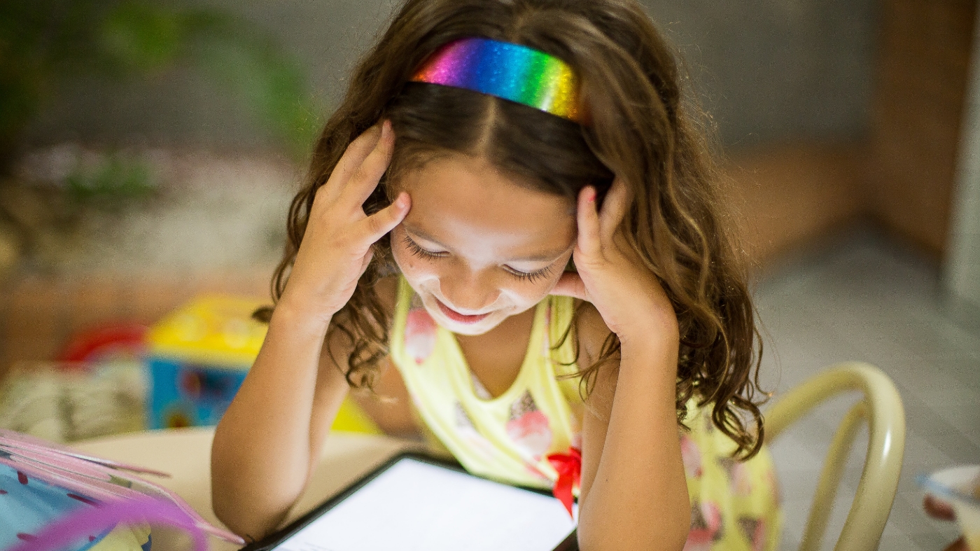 Girl watching bible movie