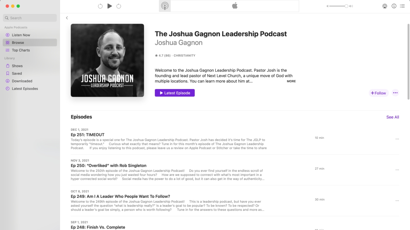 The Joshua Gagnon podcast page