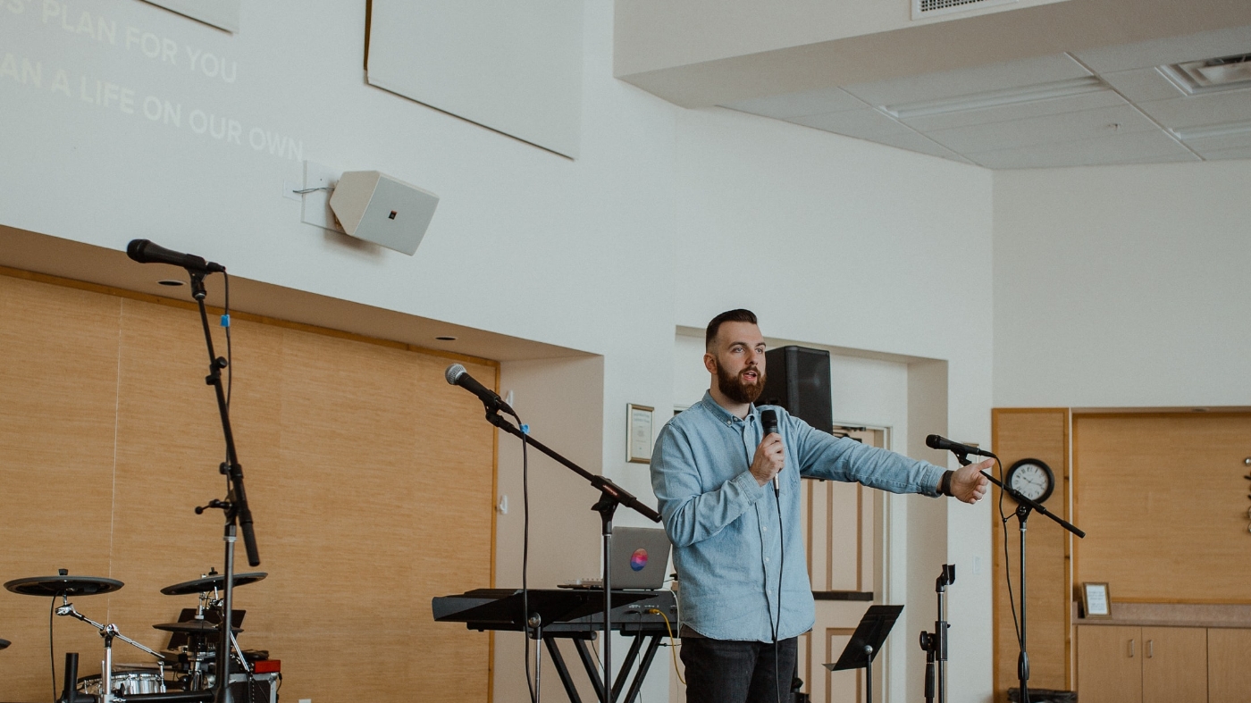 Man giving a testimony