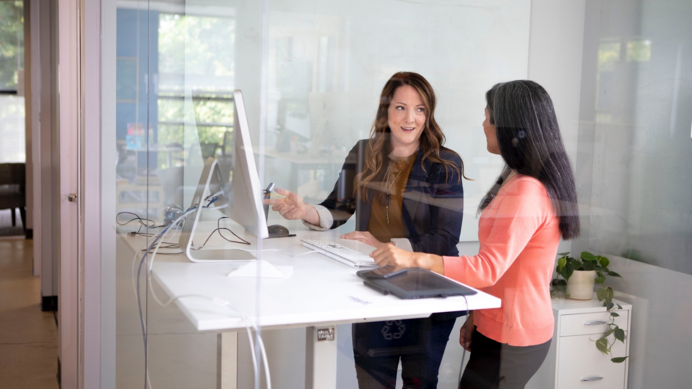 Chatting with employee