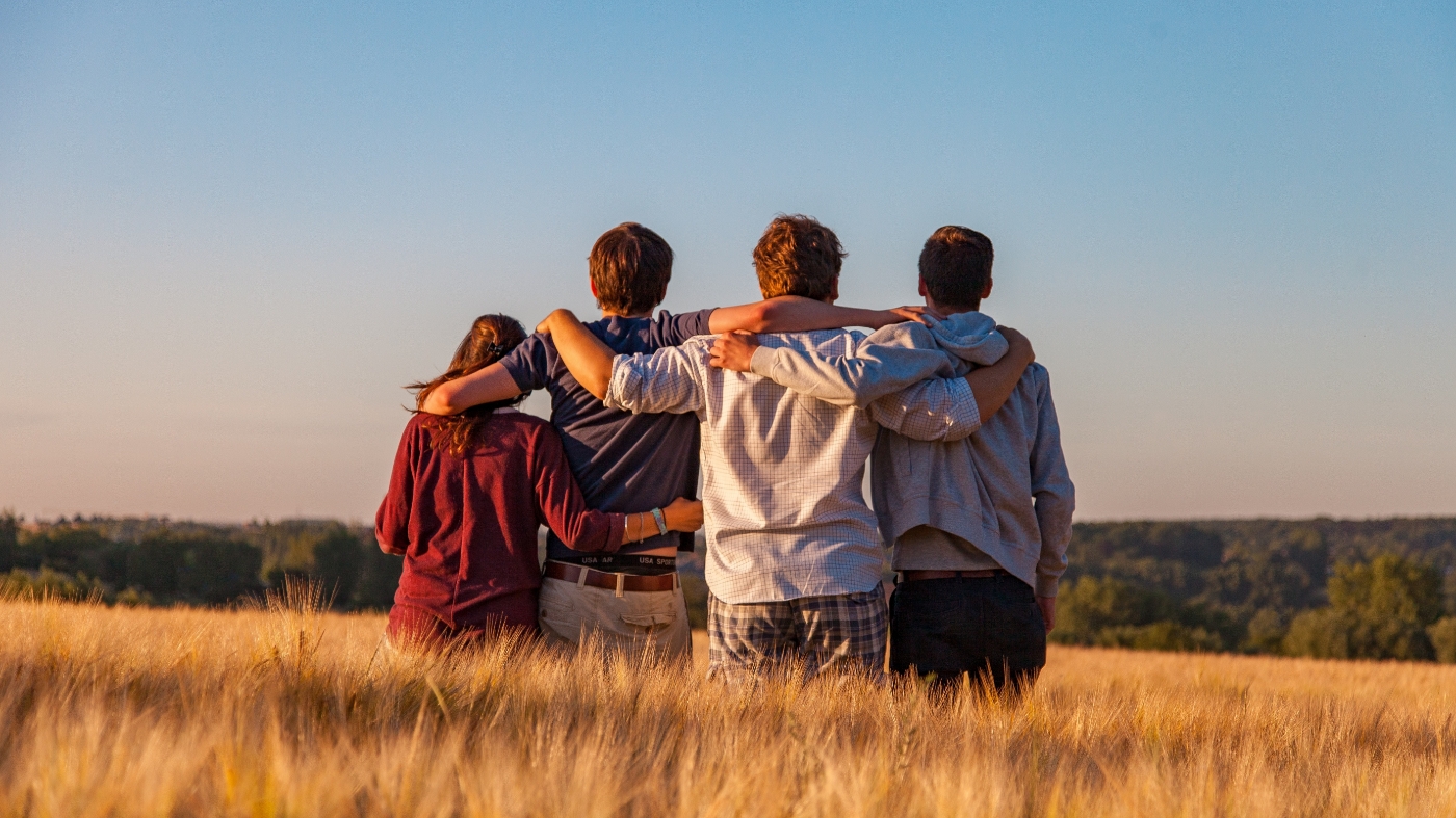 Friends side hug