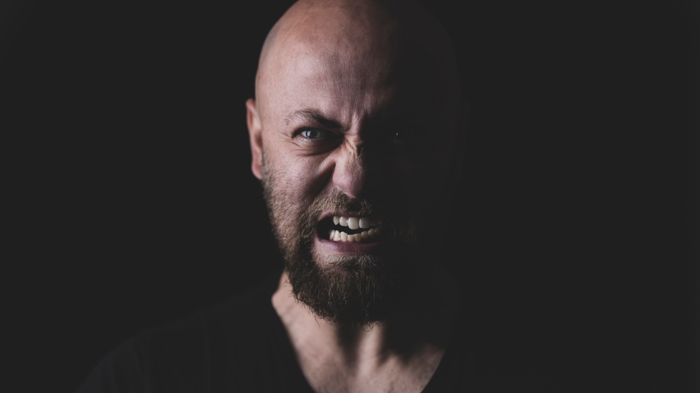 Man making angry face