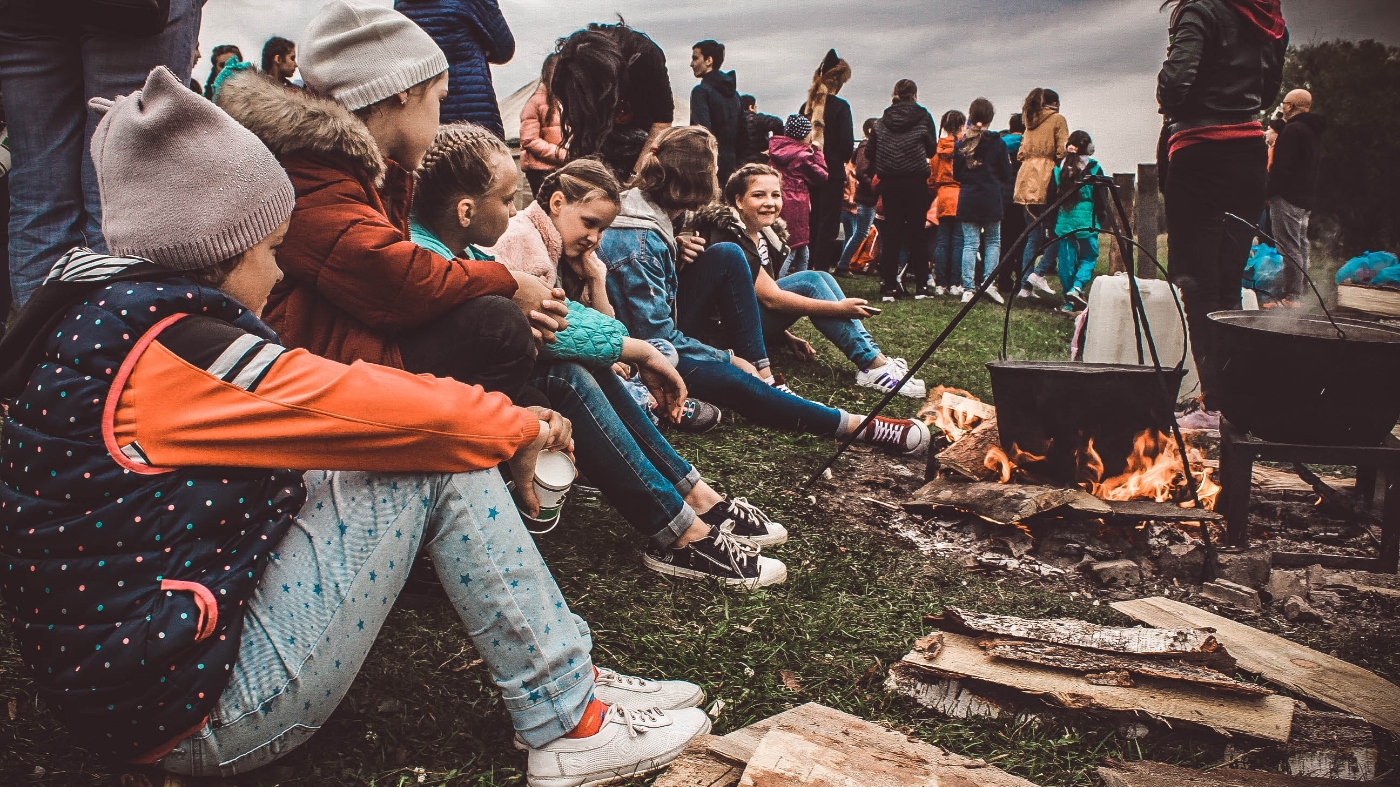 Church event outside with mixed age groups