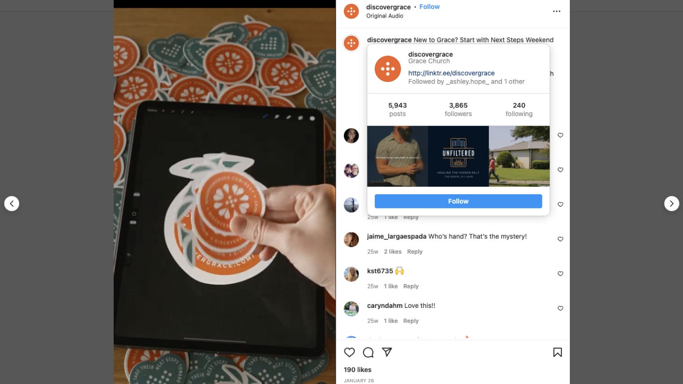 Trendy and catch reel about the church's logo