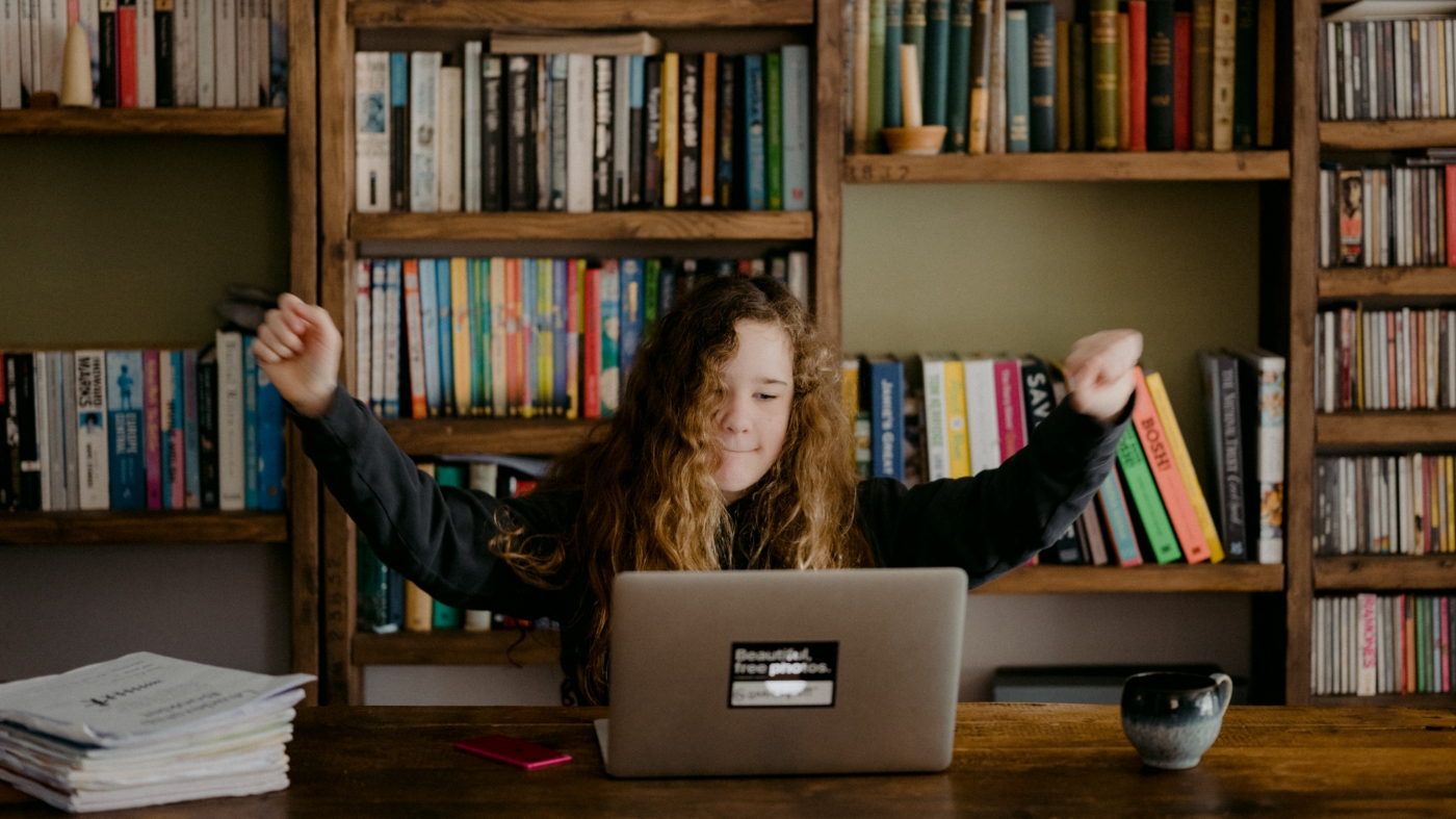 Girl enjoying the resources provided at her church ministry