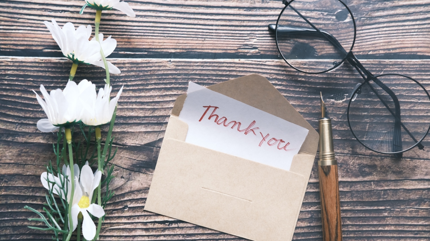 Writing a thank you letter to volunteers